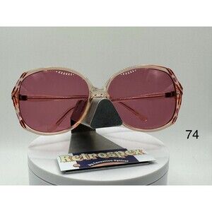 Vintage Oversize Sunglasses NOS Pink Rose Lens Clear & Red Frame 1970-1980 Retro